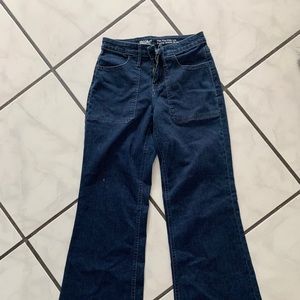 High rise blue wide leg jeans
